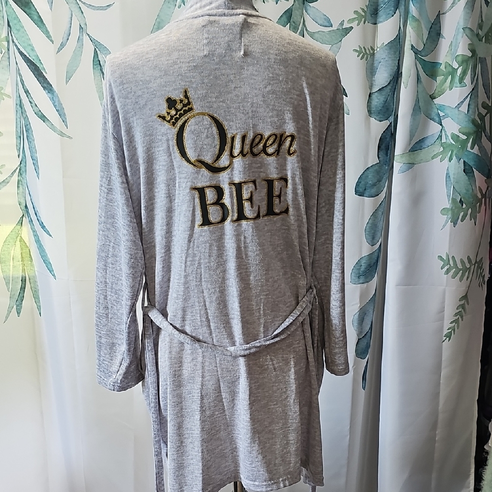 Pj Couture Gray Robe with Queen Bee Detail